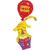 Kitty Stack Happy Birthday Balloon